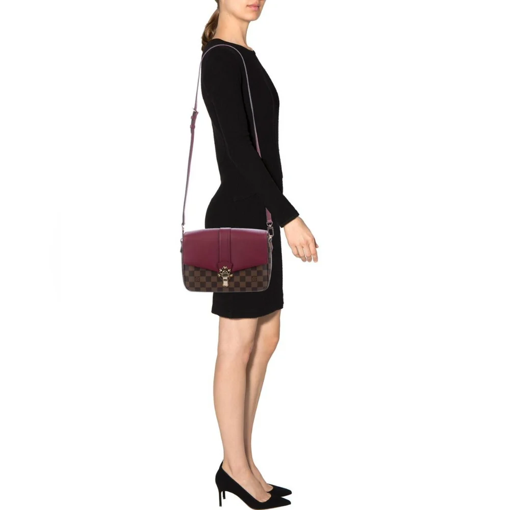 Louis Vuitton Damier Ebene Clapton PM Shoulder Bag Brown/Wine